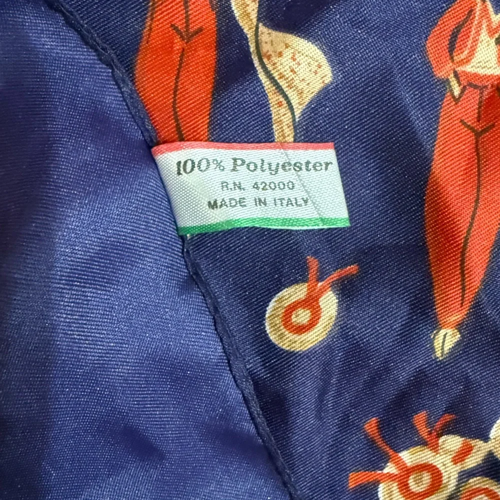 Made in Italy Blue Printed Scarf Vintage‎ Style Statement Piece